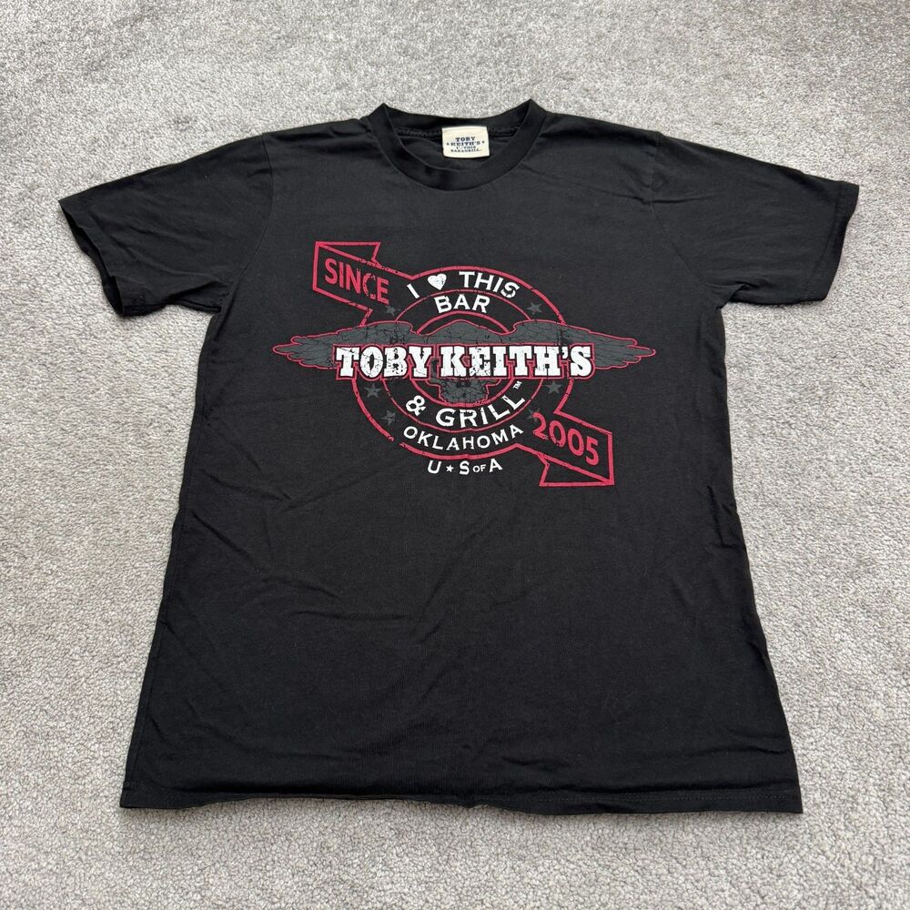 Toby Keith I Love This Bar & Grill Vintage 2005 Graphic T-Shirt Mens Small Black